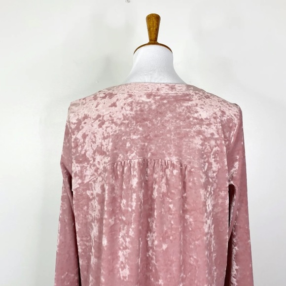 J. Jill Pink Crushed Velvet V-neck Top Sz. M - Picture 7 of 10